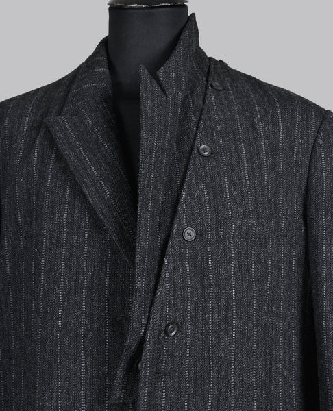 I-PATTERN ATTACHABLE LAPEL TWEED COAT