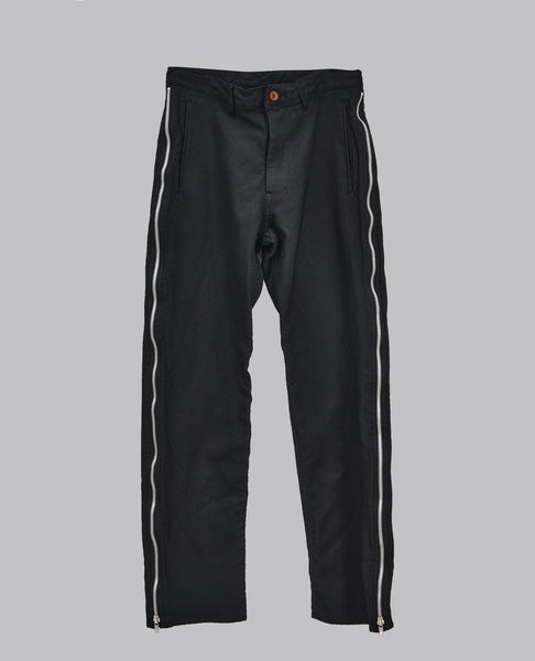 BLACK ZIP TROUSERS