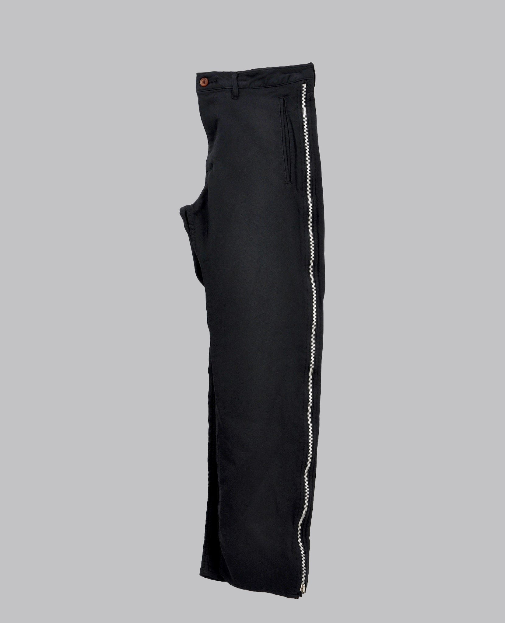 BLACK ZIP TROUSERS